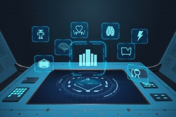 Futuristic Technology Interface: Data Visualization and AI