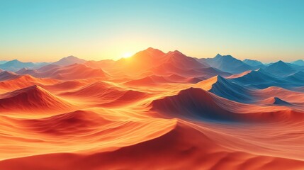 Fototapeta premium Stunning Sunrise Over Rolling Sand Dunes in the Desert Landscape. Generative AI