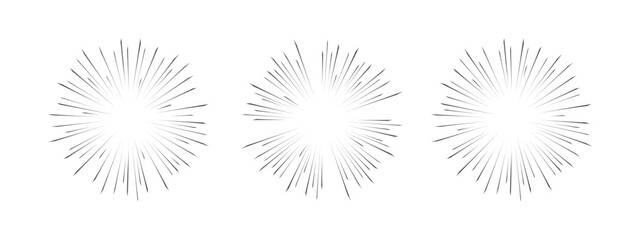 Energetic radial lines for comics. Speed Effects . Vector illustration, abstract explosions, space flash and dynamic effects for anime and manga scenes.