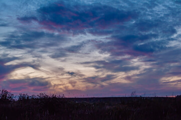 sunset over the clouds