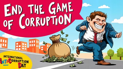 Anti-corruption cartoon for awareness campaigns and social issues