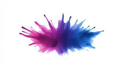 Obraz premium Farbenfroher Farbspritzer in Pink und Blau auf weißem Hintergrund