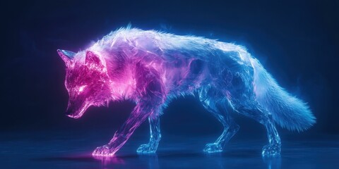 Fototapeta premium A stunning digital representation of a wolf, combining elements of light and color, ideal for fantasy, technology, and wildlife themes.