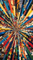 A colorful piece of art with many different colors and shapes