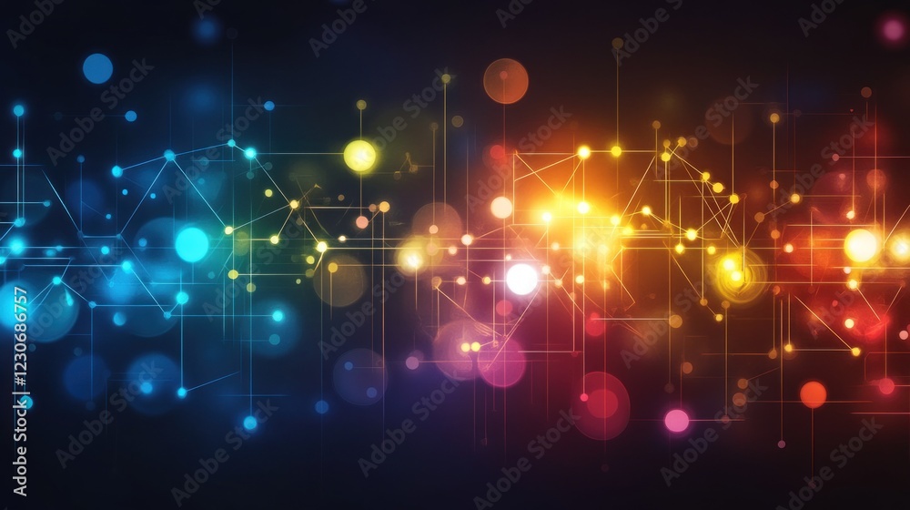 Poster abstract network connections colorful lights design