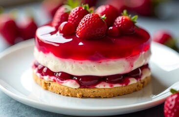 Delicious fresh strawberry pie close-up.