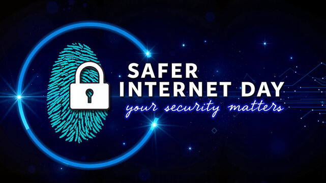 Safer Internet Day banner with secure lock icon for online safety and awareness campaigns