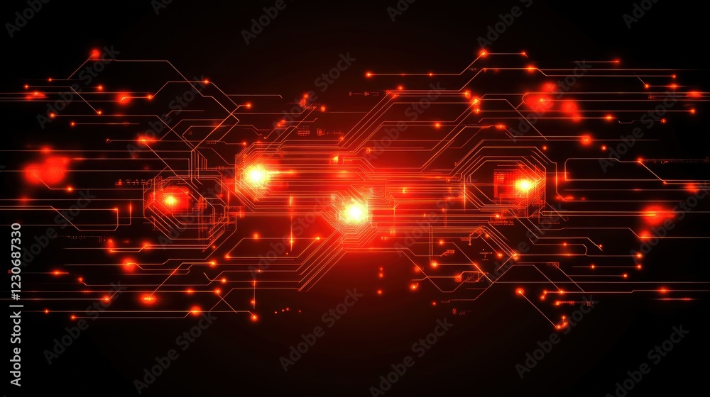Poster abstract red circuit board technology design