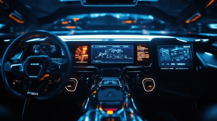 Futuristic Car Interior Dashboard Display Technology