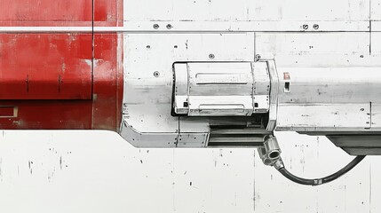 Detailed close-up of a futuristic spacecraft component with wear, showcasing technology and design