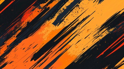 Orange and black brush stroke abstract