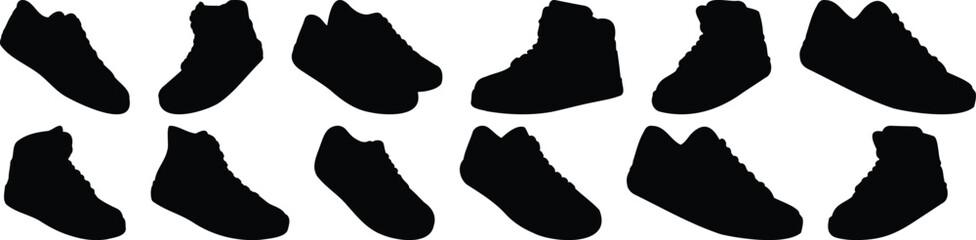 Shoe silhouette set vector design big pack of footwear illustration and icon