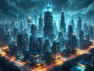 Fototapeta premium Vernetzte digitale Menschen auf blauem Hintergrund