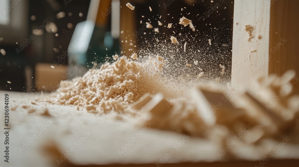Aufkleber woodworking sawdust explosion during project creation