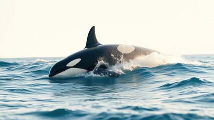 Obraz premium Majestic Orca Swimming in Azure Waters
