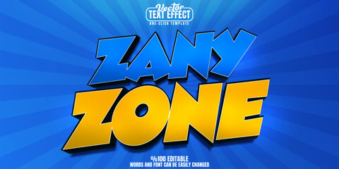 Cartoon editable text effect, customizable zany and fun 3d font style