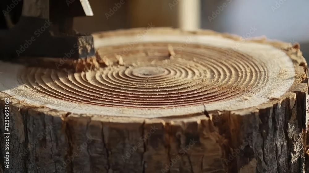 Poster woodworking tool shaping a tree trunk cross section