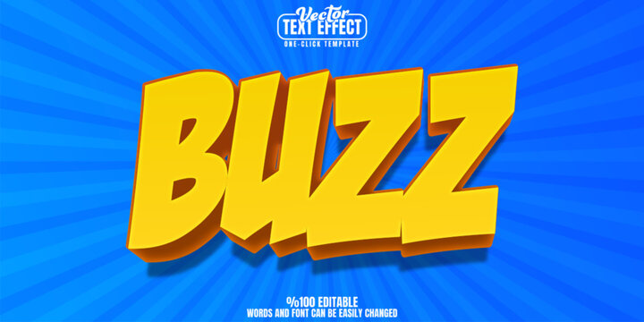 Buzz editable text effect, customizable comic and bee 3d font style
