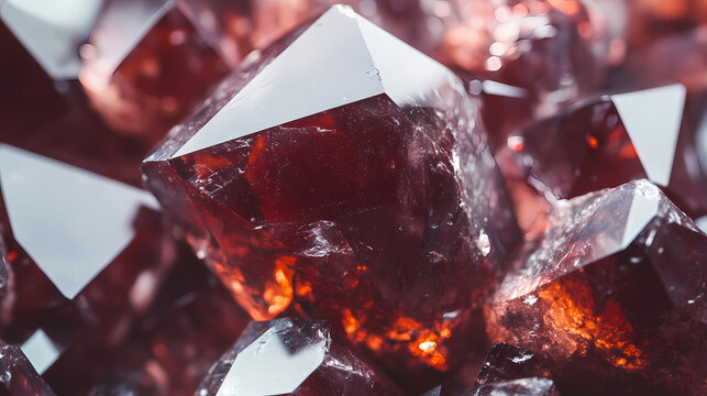 Natural rough garnet pyrope almandine crystal on white background with depth of field. Crystal Fields. Illustration