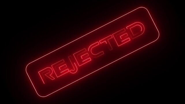 Rejected letter animation with neon line on red color.