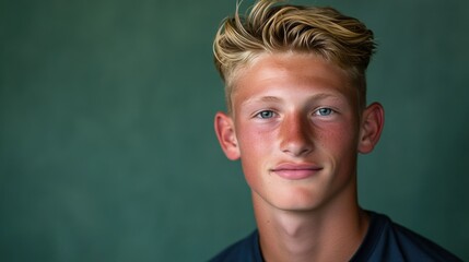 Portrait of a sun kissed teenage boy with blond hair