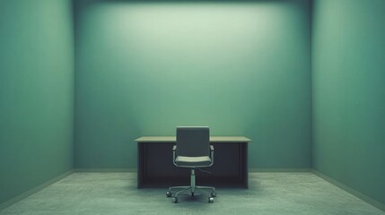 Empty Office Room With Desk And Chair