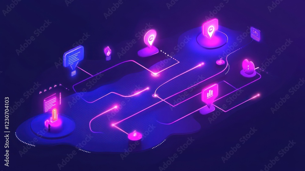 Poster Abstract Neon Network Data Visualization