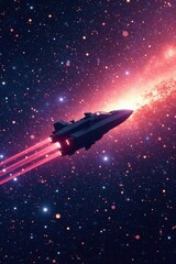 Spaceship streaks through brilliant, crowded starfield , starfield, dense, dynamic