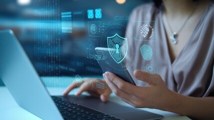 Fototapeta premium Securing Digital Life: Cybersecurity, Data Protection, and Modern Technology