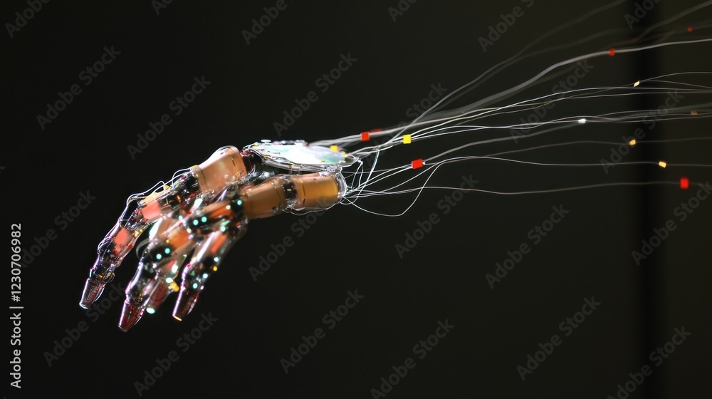 Poster Translucent Robotic Hand With Extending Filaments