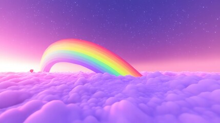 Rainbow Arcing Over Purple Cloudscape at Sunset