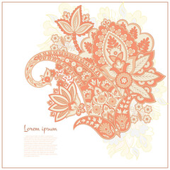 Paisley vector isolated pattern. Damask style Vintage illustration