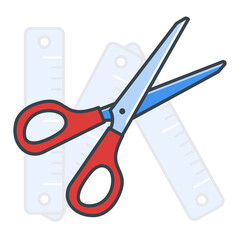 Made to Measure Sewing Icon. Scissors and Measurement Icon. Editable Stroke Icon.