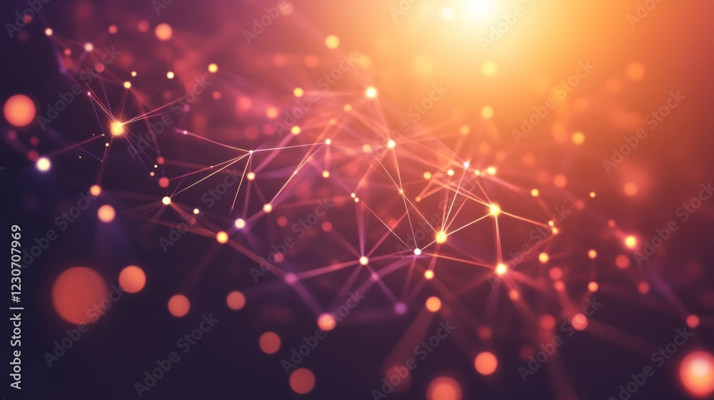 Poster abstract network connections illuminated dots
