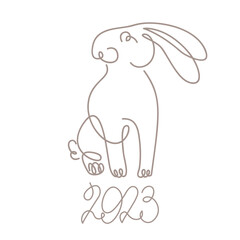 Bunny isolated on white background one line drawing. Line art rabbit vector illustration
