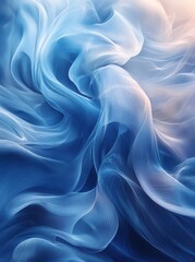 Obraz premium Abstract blue swirls, flowing fabric, light background, design element