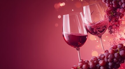 Celebrate National Wine Day with elegant wine glasses and cheerful grapes in a festive background
