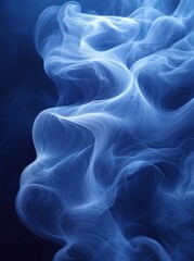 Fototapeta premium Abstract blue smoke swirls, dark background, design element