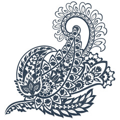 Paisley vector isolated pattern. Damask floral illustration in batik style