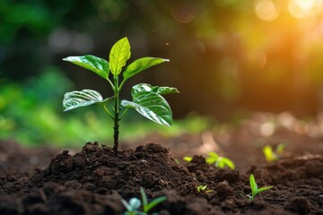 Arbor day with tree planting volunteering to save green environment and natural conservation concept