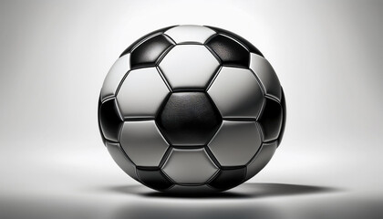 black and white soccer ball on white studio background