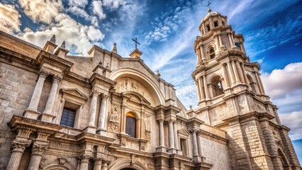 Fototapeta premium Architectural details of Cathedral in Arequipa Peru