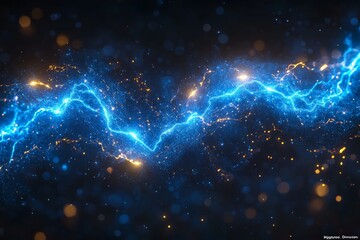 Bright electric lightning bolts illuminate a darkened background creating a vivid display of energy