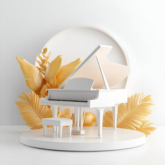 3D Cartoon Style Piano Logo Icon Illustration 