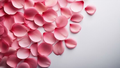 Obraz premium Pink rose petals isolated on white background with room for text