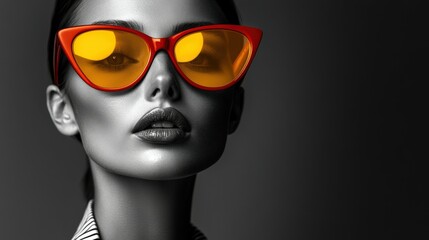 Fashionable woman wearing bold sunglasses in striking pose © BrandwayArt