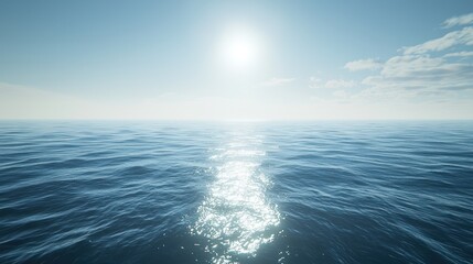 Fototapeta premium Calm ocean surface with sun reflection.