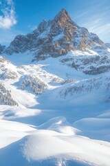 Obraz premium Snow-capped mountain landscape under a clear blue sky