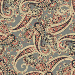 Vintage floral background. Damask paisley seamless vector pattern