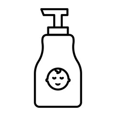 Baby shampoo container icon Black and white logo